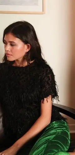 Beautiful Storm & Marie Black Silka Flowy Delicate Top Boho Chic Frilly Size XL