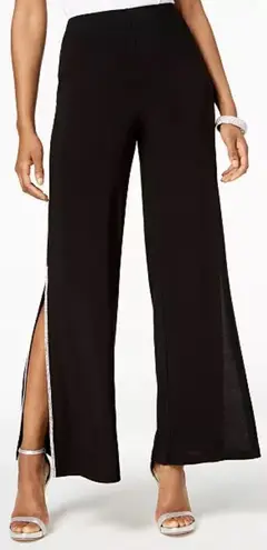 MSK Wide Leg Pants Size XL Petite Black Rhinestone Elastic Waistband NEW