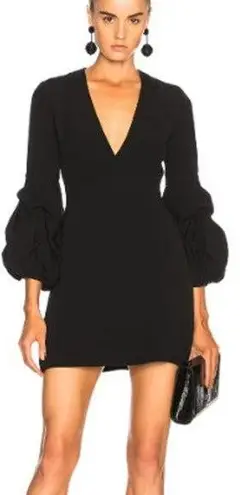 Alexis NWT Pintucked Sleeve V Neckline Fia Mini Dress Black Women's Size Medium