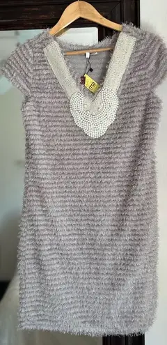 Moon River Fringe Pearl Collar Dress New With Tags