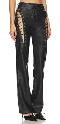 I am gia I.AM.GIA Xenia Pant in Black Vegan Leather High Rise Grunge Lace Up size XXS