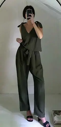 Emerson Fry Paris Paperbag Pant in Army Linen Size L Retail $248