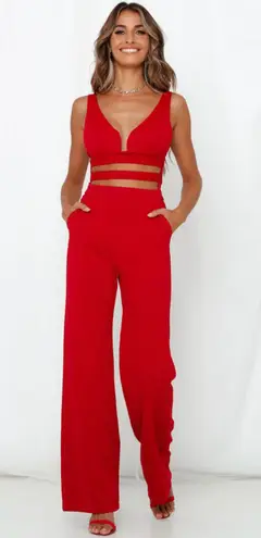 Hello Molly  Red Buckle Jumpsuit - Image 1