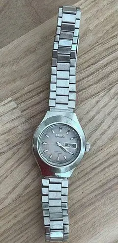 Seiko Ladies Automatic Watch Rare Vintage 17 Jewels Hi-Beat Stainless Band Pearl