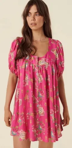 Spell & The Gypsy Solstice Linen Tunic Mini Dress Sz
Small Floral Linen Babydoll Pink thumbnail 1
