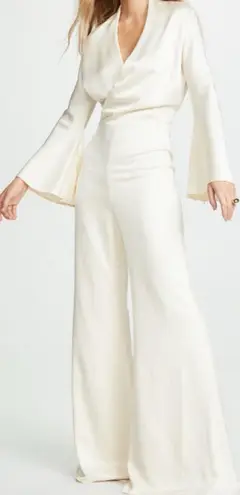 Alexis Raine Ivory Satin Wide Leg Jumpsuit XS Bridal Wedding Party Evening Wear