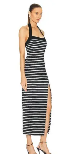 Nicholas NEW NWT Jane Contrast Square Neck Midi Dress In Black & Milk Stripe