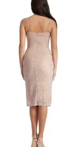 Dress the Population Nude Pink Zahra Lace Front Slit Midi Dress Small Sample