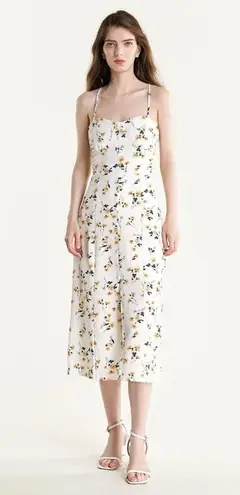 J.ING Cream Floral Open Back Midi Dress Size M