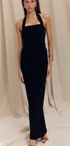 Pretty Little Thing Black long Halter Dress PLT