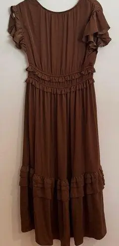 Versona Elegant Chocolate Brown Ruffle Dress