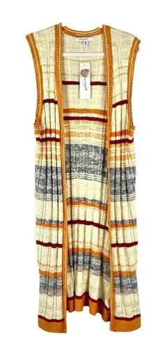 Foxcroft NWT New York Nico Textured Striped Open Front Long Vest Large
