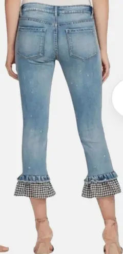 Vintage America Wonderland Capri Gingham Flare Jeans Blue Size 26