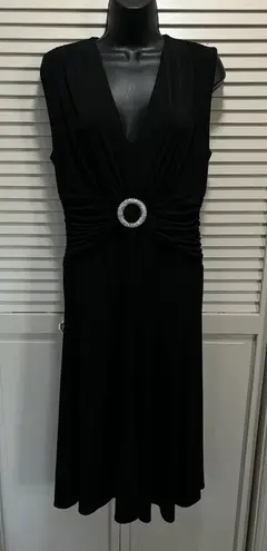 Metaphor Black Sleeveless Dress Long Rouched Waist Back Zip Size Gemstones