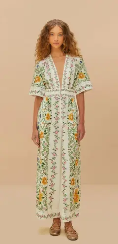 Farm Rio Off-White Folk Floral Lenzing™ Ecovero™ Euroflax™ Jumpsuit