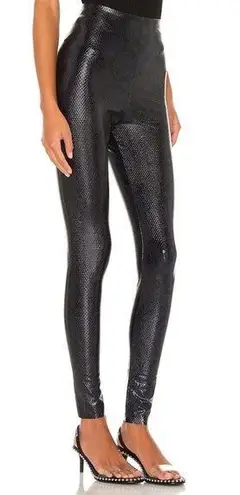 Commando • Faux Leather Animal-Print Leggings in Navy Snake blue black reptile