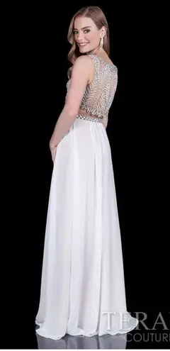 Terani Couture PROM 1611P1018 White & Nude size 6