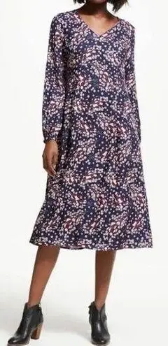 Boden long sleeve floral midi dress with pockets size 8 long
