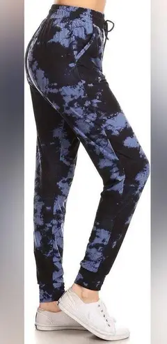 Leggings Depot NWT Tie Dye Buttery Soft Joggers in Blue/Black Size M