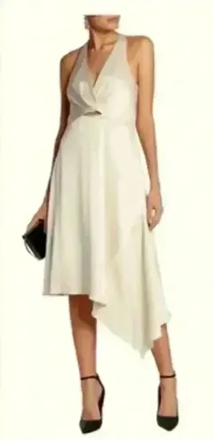 Halston Heritage Evening Collection Halter Satin Cream Dress Size 0