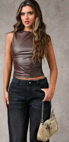SheIn  Mocha Sleeveless Crop Top size M thumbnail 1