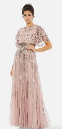 Mac Duggal NWT 93582 Vintage Rose Embellished Full-Length Gown Layered Sleeve 10