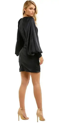 NEW Acler Paringa Long Puff Sleeve Satin Mini Dress Midnight Navy Blue US 8 NWT