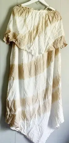 Bohme Boho Maxi Ruffle Tan Tie Dye Dress Size Medium