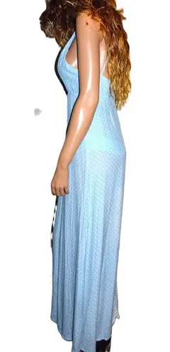 Baby Blue White Polka Dot Cut Out Maxi Dress S
