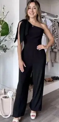 Dress the Population Tiffany One-Shoulder Jumpsuit in Black Size Small