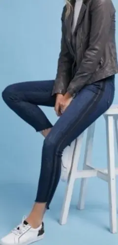 Mother Stunner Zip Ankle Step Fray Sweeping Racer Jean size 24 Blue