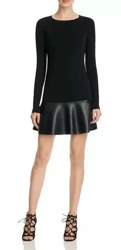 Bailey 44 Black Georgina Dress Faux Leather Hem Minimalist Punk Chic Size Large