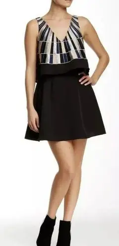 Mara Hoffman | Nantes Black Embroidered Tiered Cocktail Dress Sz 2