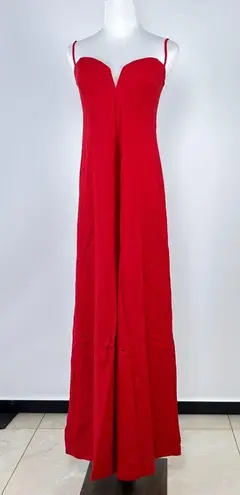 Farm Rio NWOT  Linen Blend Sleeveless Halter Wide Leg Jumpsuit Sz M Red