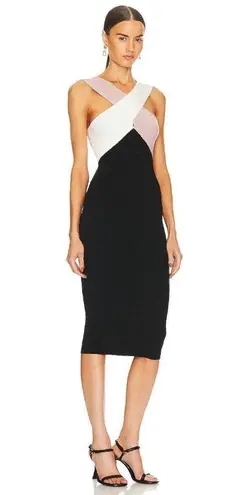 LE SUPERBE Drinks On You Knit Bodycon Midi Dress Neutral Trifecta Womens Size Sm Black