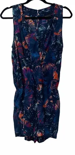 BCBGMAXAZRIA BCBGMaxazaria Dark Tropical Print V Neck Romper‎ - Image 1