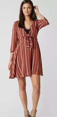 Amuse Society  Women's Dress Flared Cutout Front Striped Long Sleeve Size Small