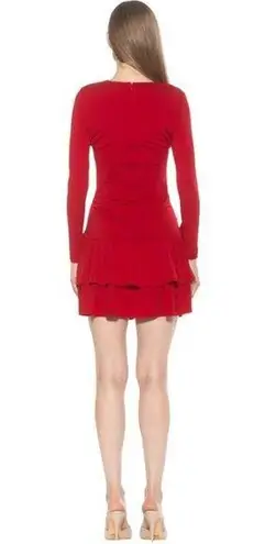 Alexia Admor Pluto Rosette Long Sleeve Mini Dress Women's Small Red Ruffle NWT
