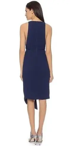 NICHOLAS Navy Crepe Deep V Gathered Sleeveless Dress Size 8 Formal Cocktail Blue