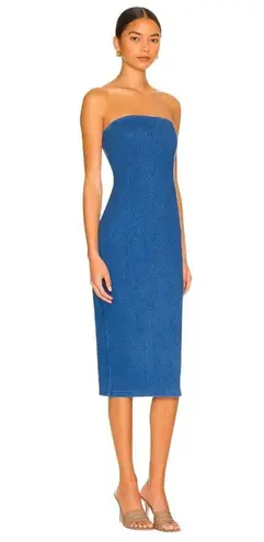 Susana Monaco Strapless Midi Dress in Light Denim Small New Womens Jean
