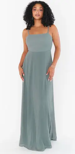 Show Me Your Mumu Lauren Tie Maxi Dress in Deep Sage Chiffon $148 NWT XXL