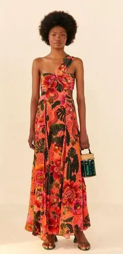 Farm Rio Blooming Garden Maxi Dress Orange Floral Womens Size XS