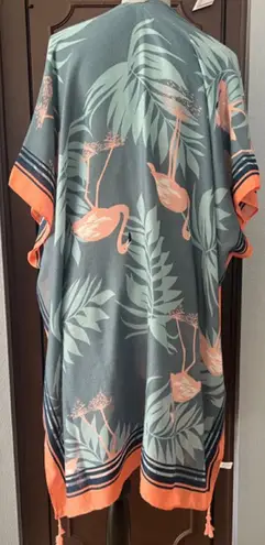 Flamingo tropical print caftan cover up