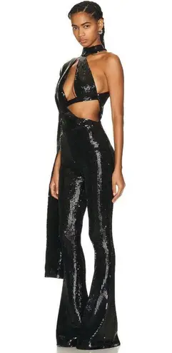 David Koma Asymmetric Bra Sequin Jumpsuit in Black 6 New Womens Dressy Outfit