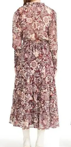 BB Dakota Long Sleeve fancy that floral maroon midi dress | XS Purple