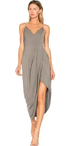 Shona joy Revolve Stellar Drape Olive Green Midi Dress 2