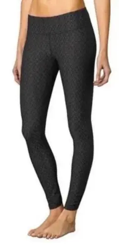 prAna Misty Leggings Charcoal Gray and Black Jacquard Knit Ruched Tight Large
