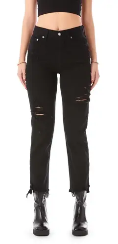 CARMAR Emilia High Rise Black Denim Distressed Ripped Cutoff Cropped Jeans 27