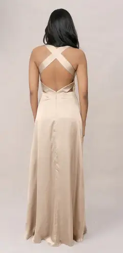 Revelry Dylan Gold Champagne Satin Dress Size M