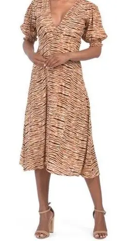 Faithfull the Brand Marie Louise Midi Dress Medium Wyldie Tiger Animal Print